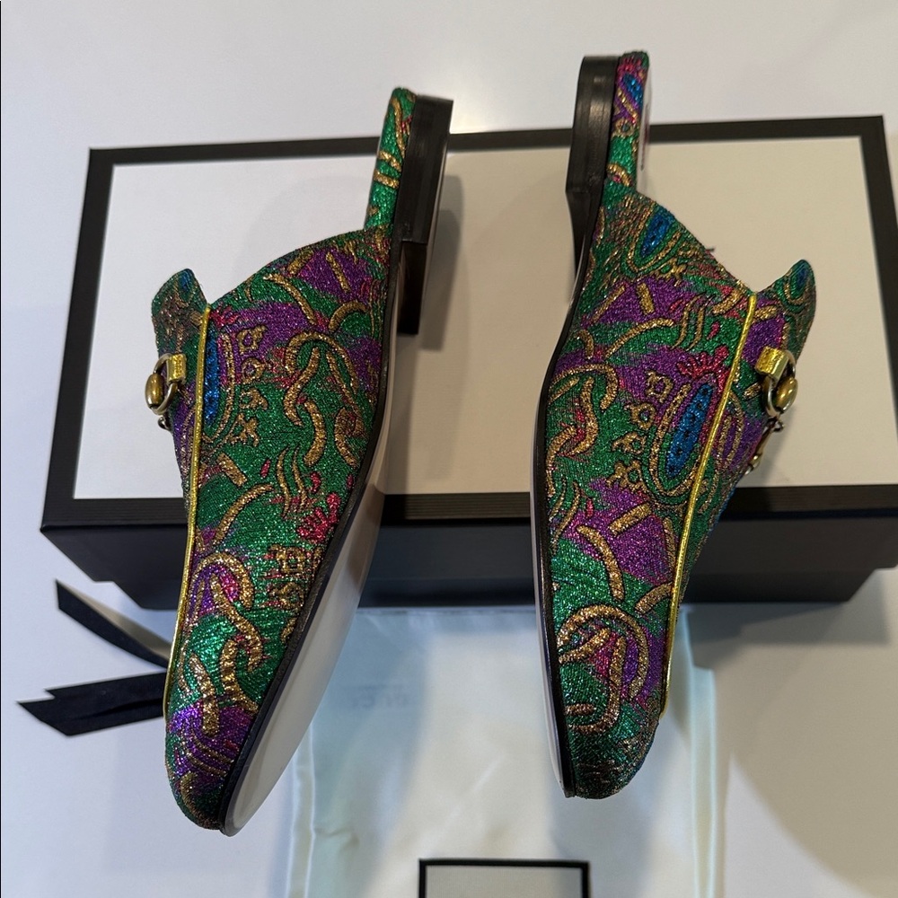 Gucci Women's Green and Purple Mules size 10 - Picture 5 of 13